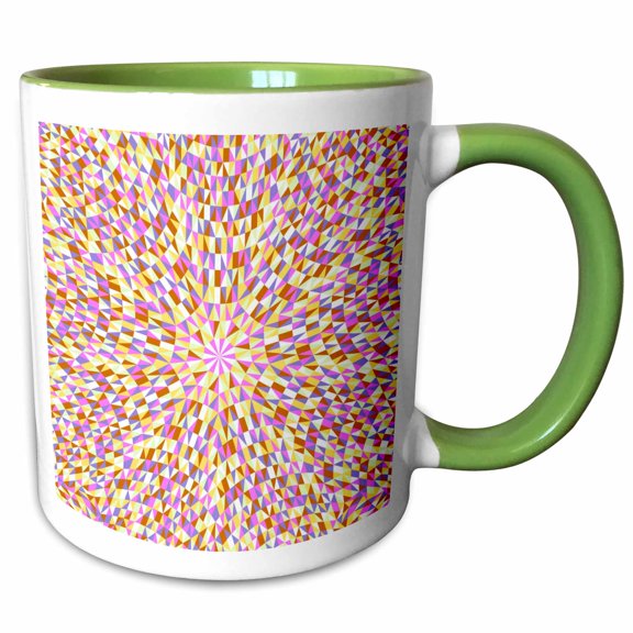 3drose, Colorful Tiled Mosaic Background - Abstract Hypnotic Vector Design, 11oz Two-tone Green Mug