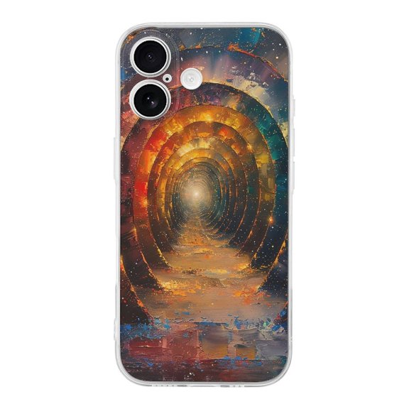 Colorful Time Tunnel Starry Phone Case Compatible with iPhone 17 TPU Transparent Shockproof Cover