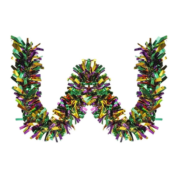 Colorful Tinsel Garland, Festive Hanging Decorations For Parties Weddings Holidays Mardi Gras Venue Decor, Premium Shiny Tinsel Easy To Hang Vibrant Reusable Decorative Ornament