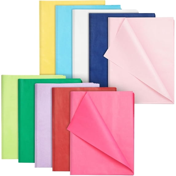 Colorful Tissue Paper for Gift Bags and Wrapping - 120 Sheets Presents & Supplies (10 Colors, 26" L x 19.8" W)