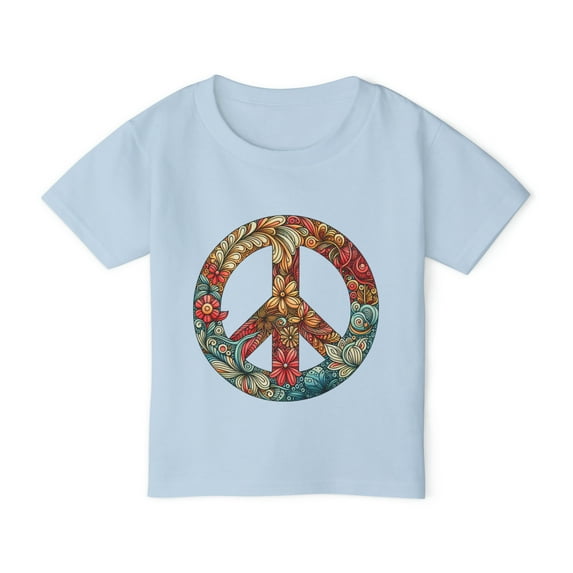 Colorful Toddler Tee with Boho Peace Sign, 4 Color Choices