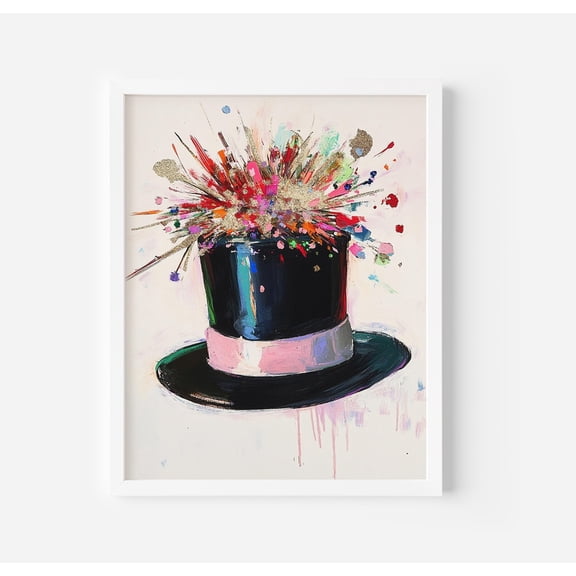 Colorful Top Hat Art Poster TrendyDecor Poster Decor For Living Room Bedroom, Unframed Poster Size 12x18 F03.1.19l1057