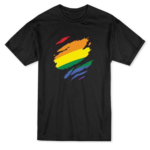 Colorful Torn Men Black T-Shirt, Male Medium