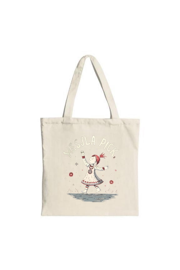 Colorful Tote Bag with Joyful Dancing Design Intricate Patterns & Playful ' KESLA PICK ' Text - Perfect for Parties Travel & Shopping