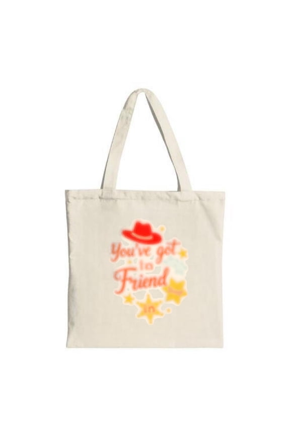 Colorful Tote Bag with Red Hat & " You ' ve got to Friend " phrase perfect for shopping parties and travel Stylish & reusable