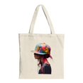 thumbnail image 1 of Colorful Tote Bag with Vibrant Multicolored Hat Design Perfect for Shopping Travel and Parties - Stylish & Reusable Canvas Bag, 1 of 4