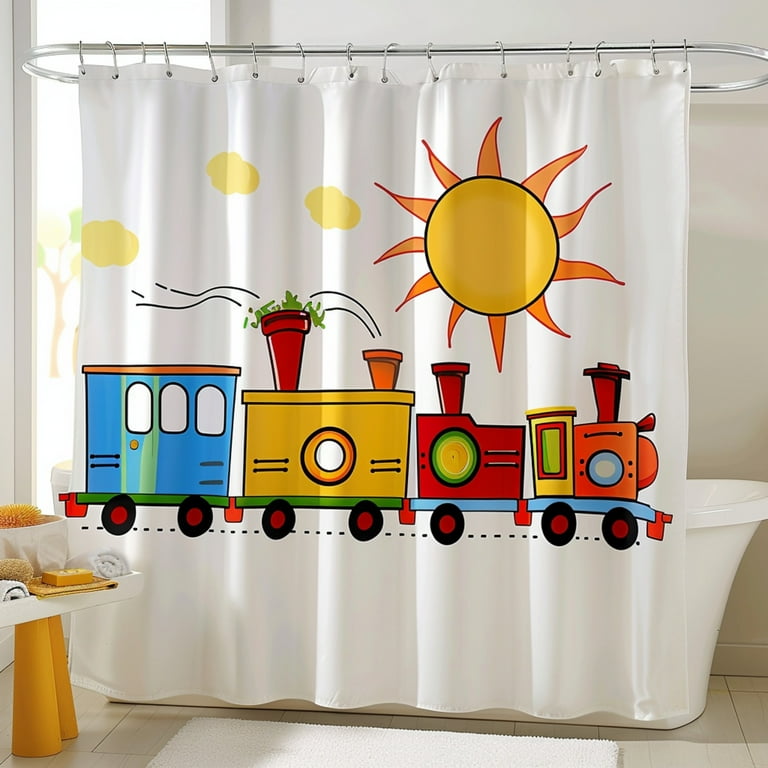 Colorful Toy Train Cartoon Shower Curtain for Kids Bathroom Decor Fun and Bright Design for Boys Perfect Baby Room Gift Walmart