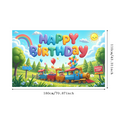 thumbnail image 1 of Colorful Train Happy Birthday Banner for Kids Outdoor Party Celebration, 1 of 7
