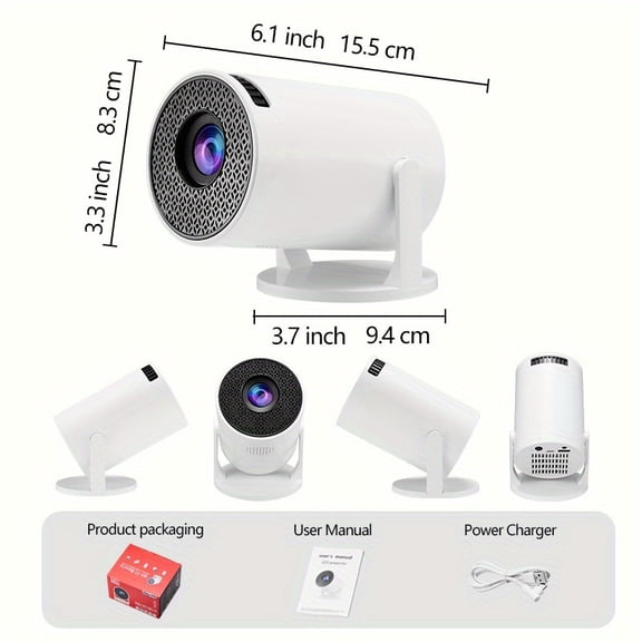 Portable Projector, Mini Projector, Supports 1080P, Can Be Connected to Computers And Smartphones for Use, Built-in Speakers, with Remote Control, A Nice Gift for Family And Friends
