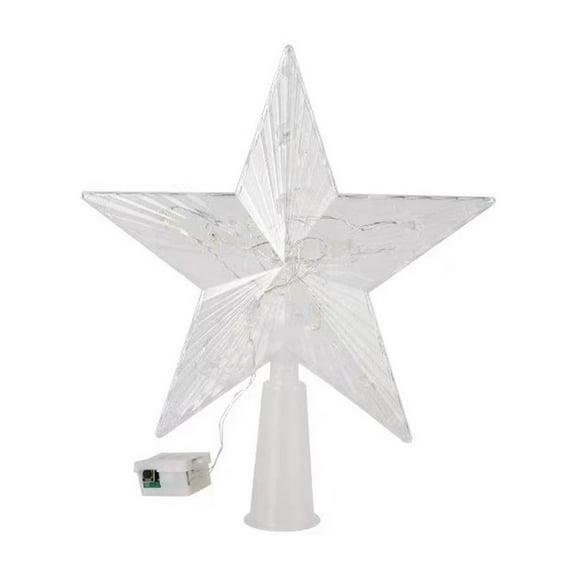 Colorful Transparent Led Treetop Star Christmas Tree Topper Decoration Colorful Light Battery Powered Holiday Decor