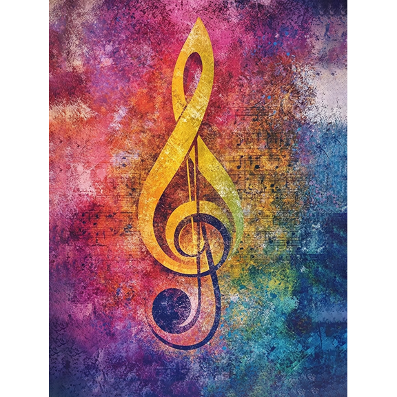 Colorful Treble Clef Music Note Wall Art Canvas Painting Suitable for Living Room Bedroom Studio Office and Music Room Decoration.