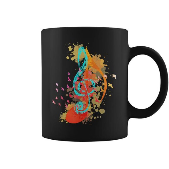 Colorful Treble Clef Music Theory Musician Teacher Birds Coffee Mugs