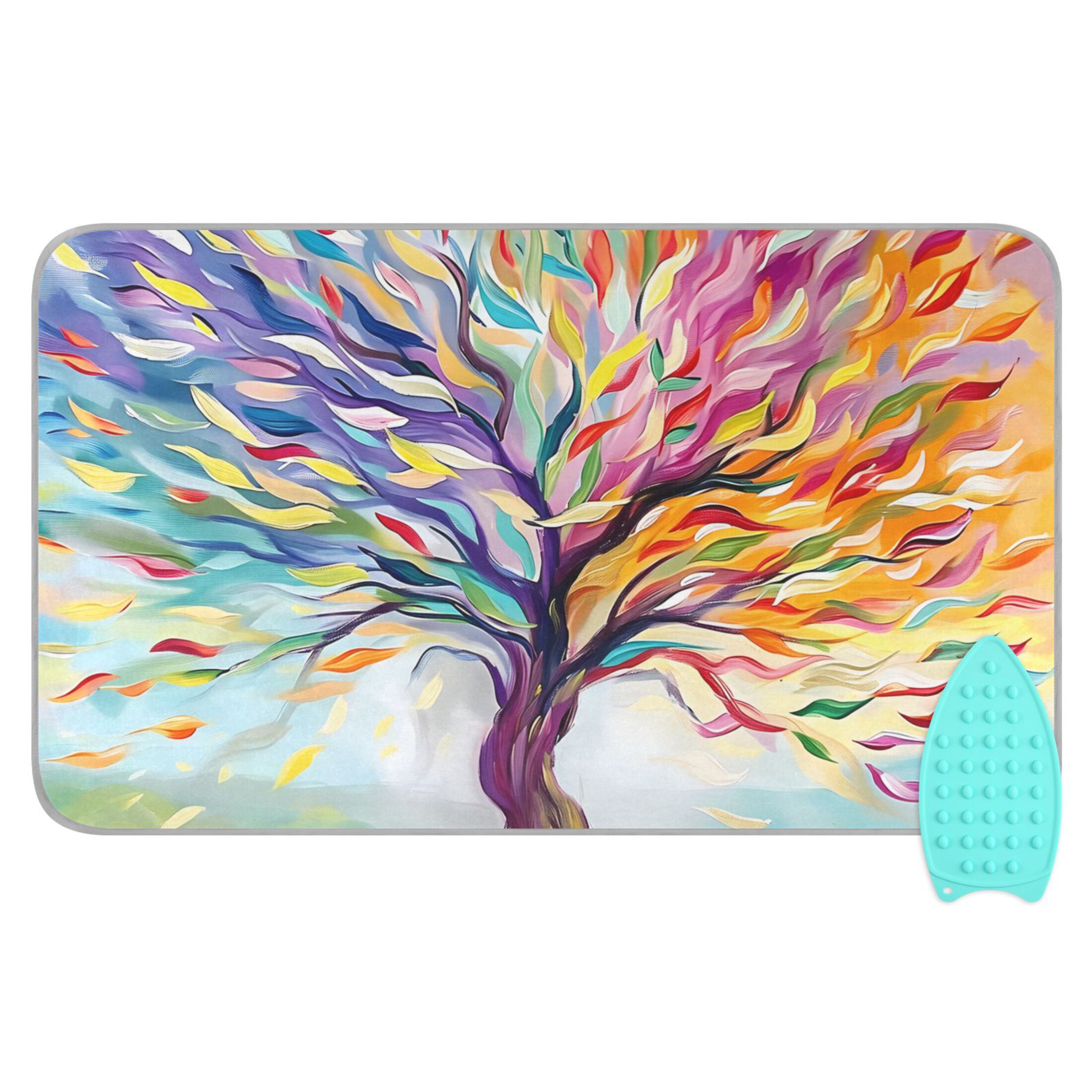 Colorful Tree Bright Color Leaves Ironing Mat Blanket Portable Travel Ironing Pad Heat Resistant Pad 47.2" x 27.6”