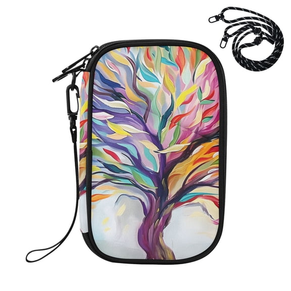 Colorful Tree Bright Color Leaves Passport Holder Travel Document Organizer Credit Card Case Coin Purse Wallet RFID Blocking
