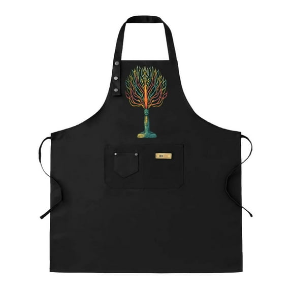 Colorful Tree Design Adjustable Bib Apron - 2 Pack with 2 Pockets for Cooking & Crafting Unisex Kitchen Chef Apron for Men & Women