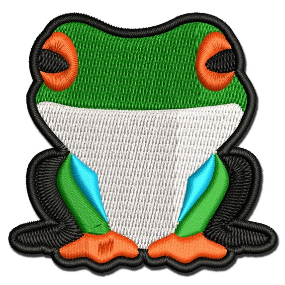 Colorful Tree Frog Applique Multi-Color Embroidered Hook & Loop Patch - 3.5 Inch Large