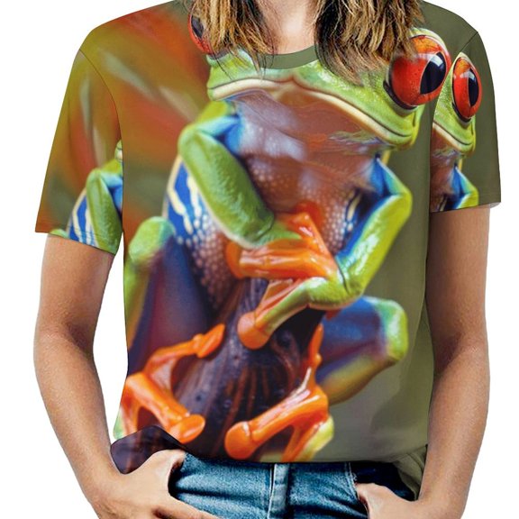 Colorful Tree Frog Women's Short Sleeve Tops Casual Blouses T Shirt
