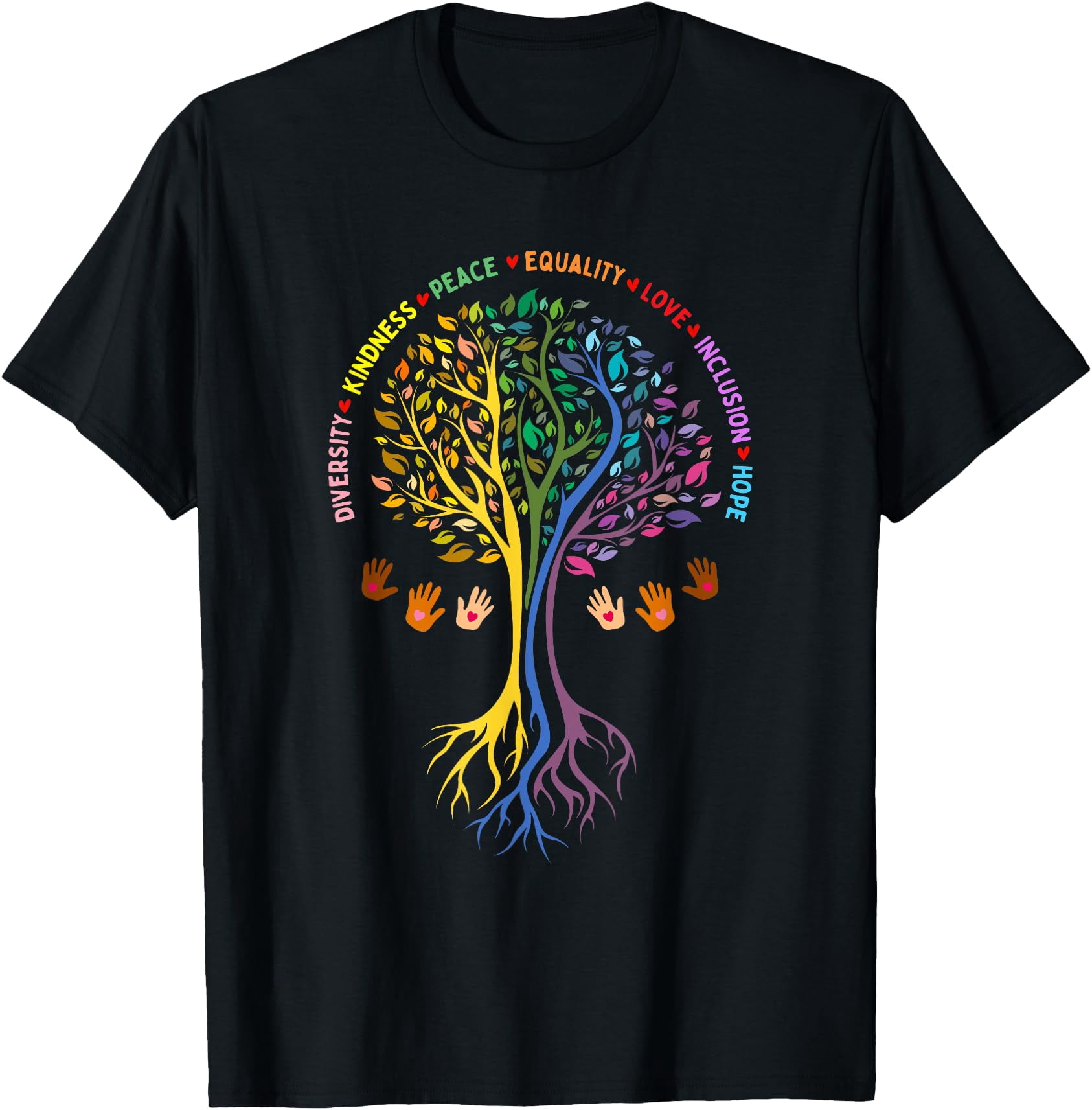 Colorful Tree Hands T-Shirt Promoting Kindness, Peace, Equality, Love ...