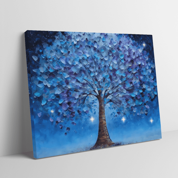 Colorful Tree of Life Canvas Wall Art, Textured Palette Knife Abstract Nature Painting for Home Decor, Framed & Ready to Hang for Living Room Bedroom Bathroom
