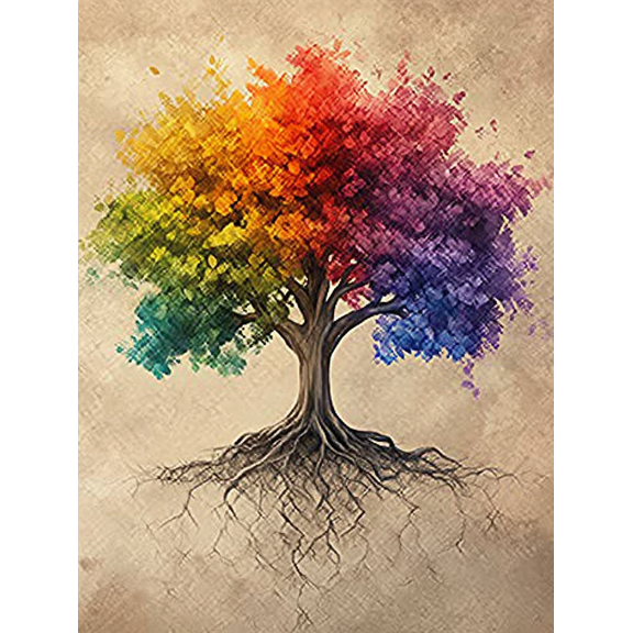 Colorful Tree of Life Decorative Painting/Canvas Art Suitable for Living Room Bedroom Study Office Hallway Entryway Gallery or as a Thoughtful Gift Home Decor Wall Art.