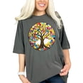 thumbnail image 1 of Colorful Tree of Life T-Shirt, Vibrant Nature Design Tee, Artistic Round Tree Graphic Shirt, Unique Color Splash Tee, Gift Idea, Pepper Comfort Colors T-Shirt, 3XL, 1 of 1