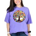 thumbnail image 1 of Colorful Tree of Life T-Shirt, Vibrant Nature Design Tee, Artistic Round Tree Graphic Shirt, Unique Color Splash Tee, Gift Idea, Violet Comfort Colors T-Shirt, 2XL, 1 of 1