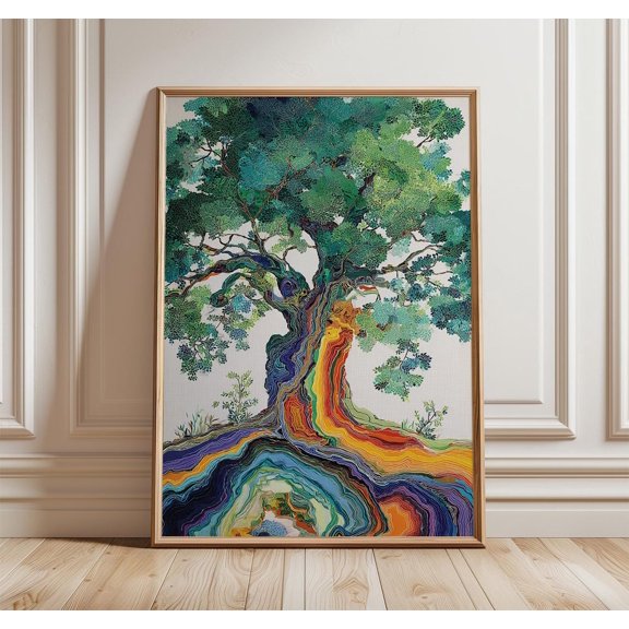 Colorful Tree, Modern Expressionist Poster Wall Art Print