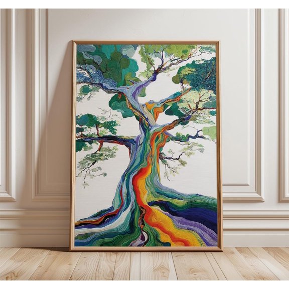 Colorful Tree Modern Expressionist Wall Art, Expressive Modern Design Theme For Living Room And Gallery Wall Decor