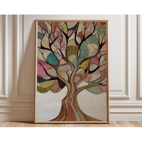Colorful Tree Of Life Botanical Wall Art, Unframed Paper Poster 8x10in