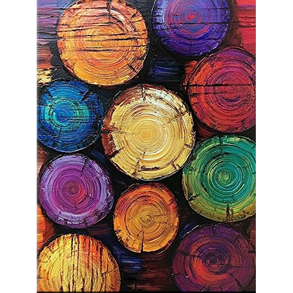 Colorful Tree Rings Decorative Painting/Canvas ArtSuitable for Living Room Bedroom Kitchen Office Dining Room Hallway Study Room Apartment Hotel Restaurant Cafe Bar or Gallery Decor.