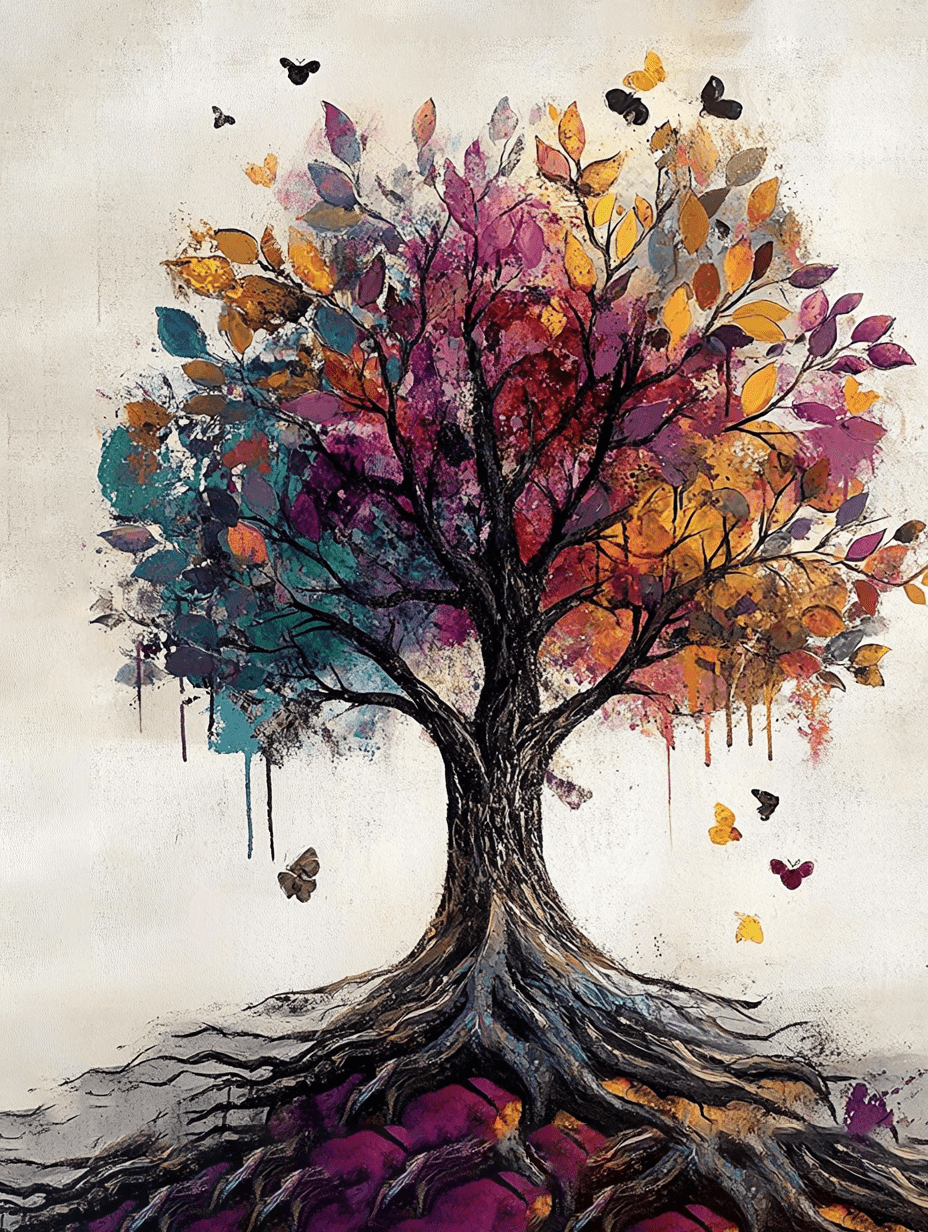 Colorful Tree of Life Canvas Wall Art， Suitable for Living Room ...