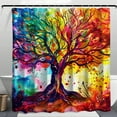 Colorful Tree of Life Watercolor Shower Curtain Fantasy Landscape