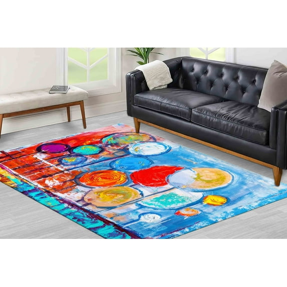 Colorful Trees Painting Rug, Colorful Rugs, Abstract View Rug, Luxury Rug, Classic Rug, Customs Rug, Gift For Her, Kitchen Rug, Cool Rug, 2.6'x4' - 80x120 cm