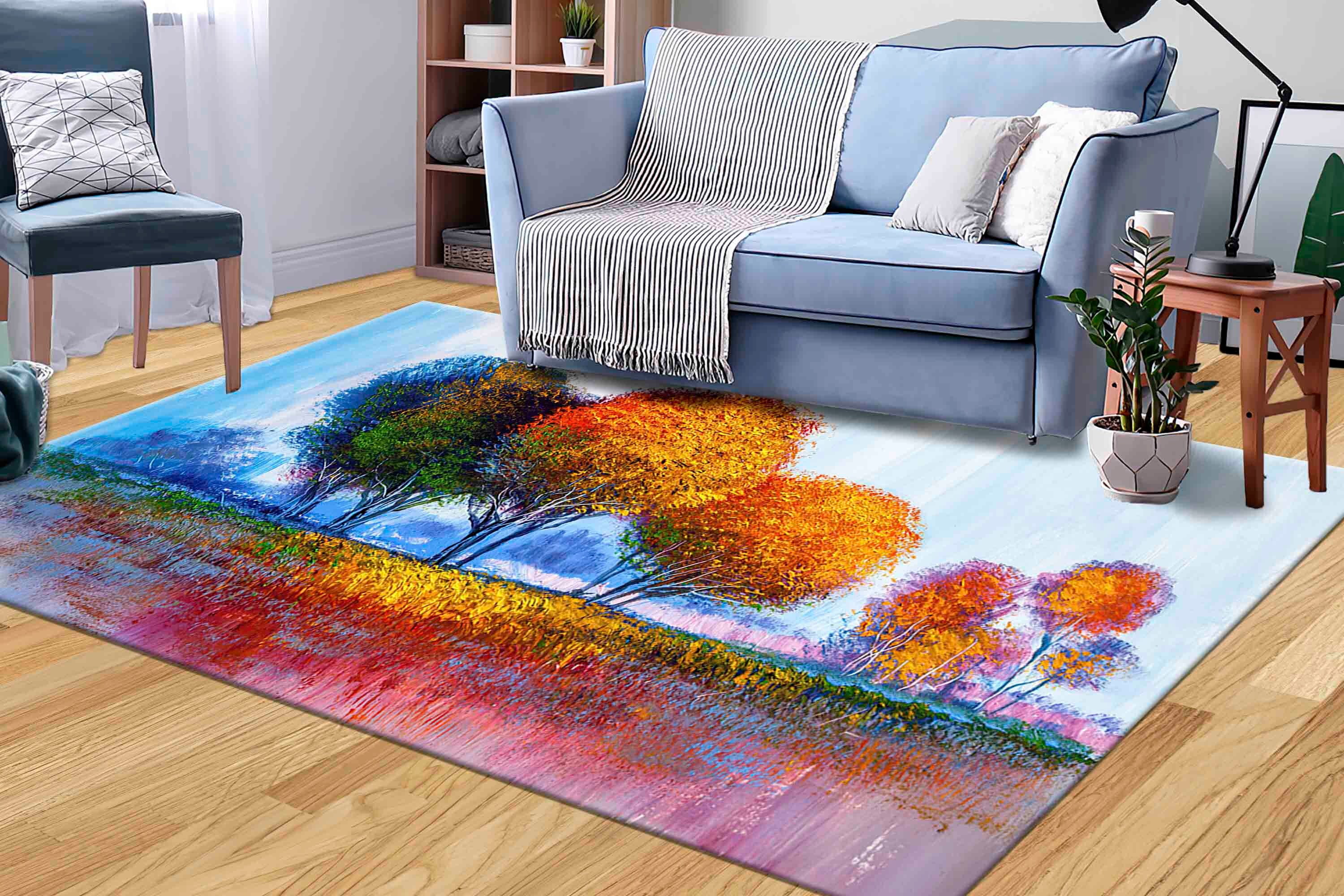 Colorful Trees Painting Rugs, Autumn Rug, View Rug, Bridesmaid Gift ...
