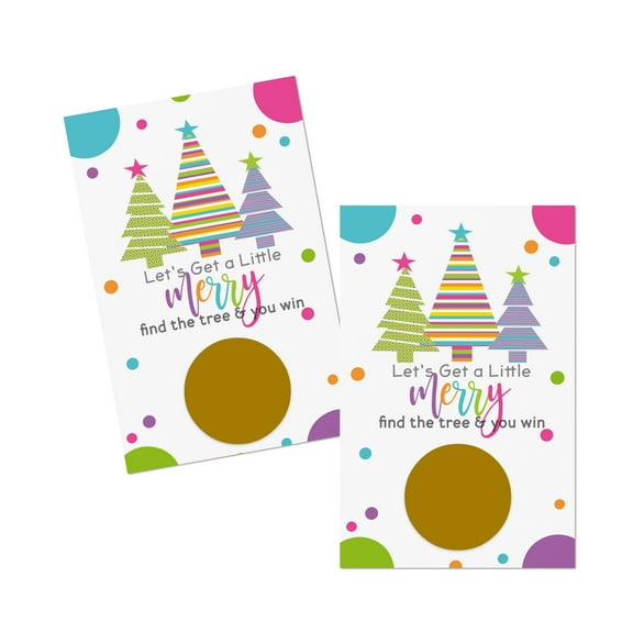Colorful Trees Scratch Off Game Cards - 30 Pack, Christmas Party Game, Holiday Raffle, Family Fun, Xmas Themed Favors by Paper Clever Party