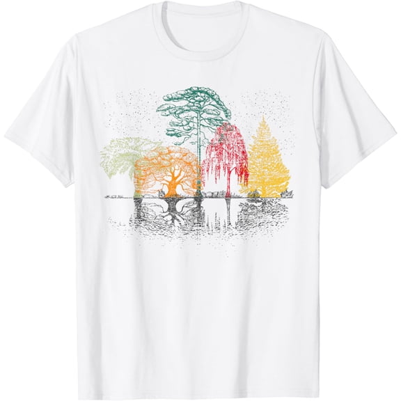 Colorful Trees Wildlife Nature Outdoor Reflection Forest T-Shirt