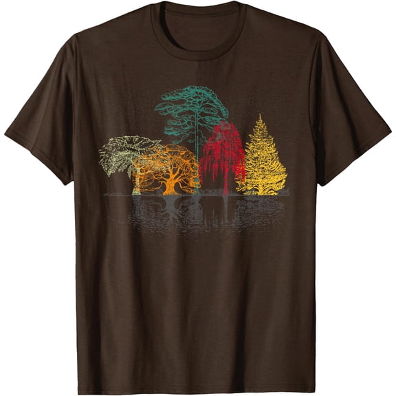 Colorful Trees Wildlife Nature Outdoor Reflection Forest Unisex T-Shirt for Men Women Kids Toddler,Dark Chocolate Color,Size L