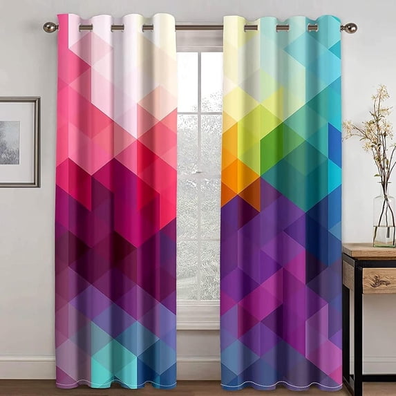 Colorful Triangle Geometric Blackout Curtains for Bedroom Living Room ...