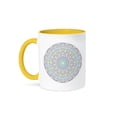 thumbnail image 1 of Colorful Triangle Mandala Disc - Abstract Geometry In Boho Style, 15oz Two-Tone Yellow Mug, 1 of 7