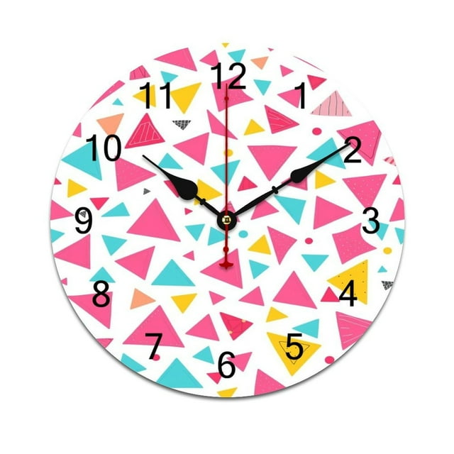 Colorful Triangle Pattern Clocks Wall Home Decoration Teen Room Bedroom