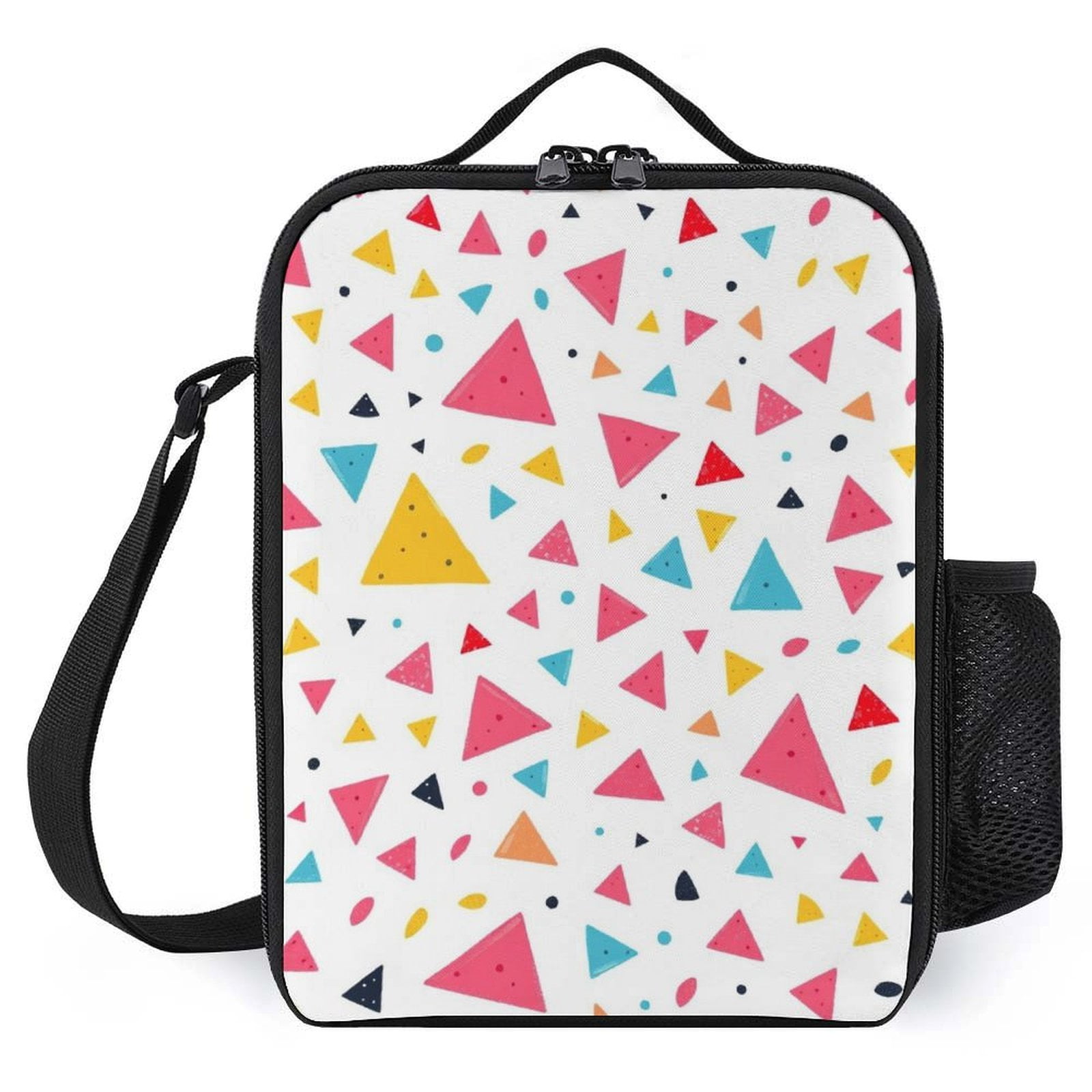 Colorful Triangle Pattern Lunch Box Lunchbag with Strap Waterproof ...