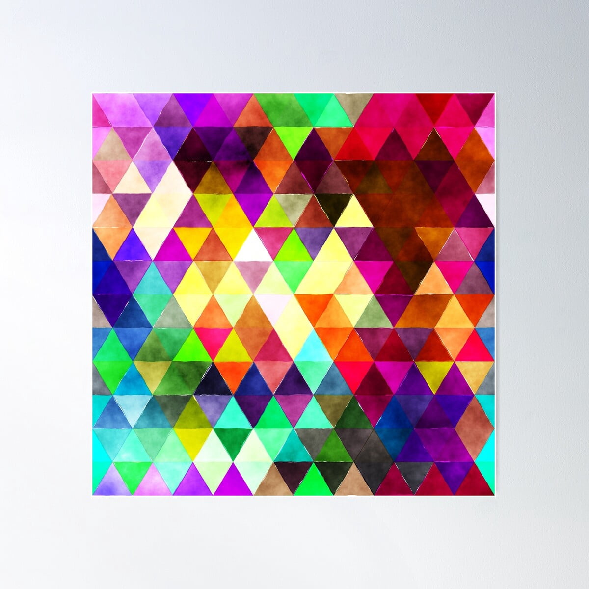 Colorful Triangle Pattern Poster Wall Art, Modern Wall Decor For Living ...