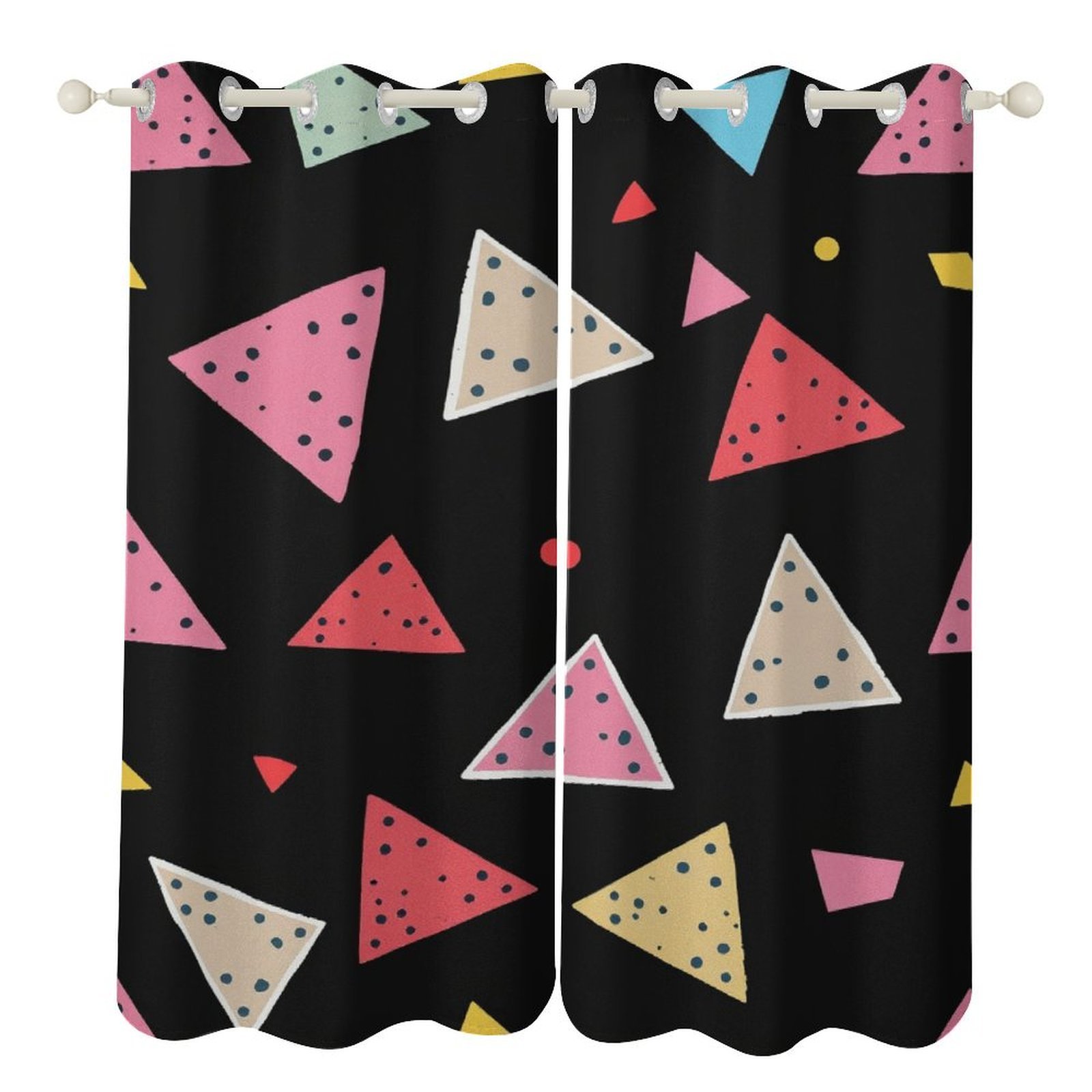 Triangle Pattern Window Colorful Triangle Pattern Window Curtains Drapes Bedroom Living Room ...