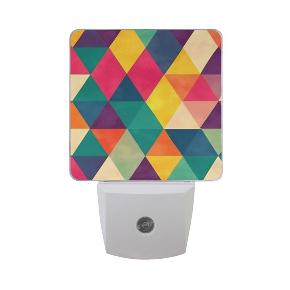 Colorful Triangles LED Night Light with Smart Sensor Plug Into Wall Dusk to Dawn 2 packs