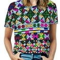 thumbnail image 1 of Colorful Tribal Diamond Print T Shirts Basic T-Shirt Short Sleeve Ladies Tee Shirt Summer Graphic Clothing, 1 of 6