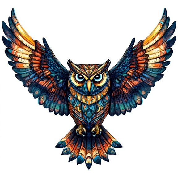 Colorful Tribal Owl Car Window Decal  Vibrant Multicolor Vinyl Sticker for Car, Laptop, Bumper  Boho Psychedelic Bird Forest Animal Art  Mystical Wildlife Ornament