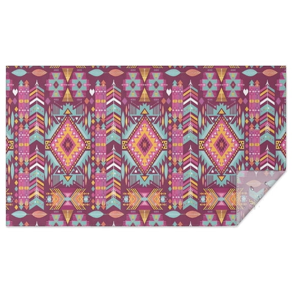 Colorful Tribal Pattern Rectangle Tablecloth 60"x102",Waterproof Polyester Rectangle Table Cloth, Wipeable Spillproof Polyester Tablecloth for Dining, Camping, Indoor and Outdoor