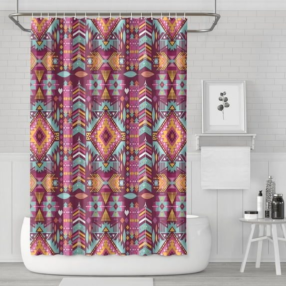 Colorful Tribal Pattern Shower Curtain 72"x72" ,Bathroom Decorative Shower Curtains Set with 12 Hooks,Modern Waterproof Washable Shower Curtain