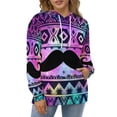 thumbnail image 1 of Colorful Tribal Pattern With Mustache Oversized Hoodies For Woman Pullover With Pocket Comfortable Fation Pullover Hoodie S-5XL, 1 of 4