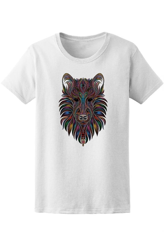 Colorful Tribal Wolf T-Shirt Men -Image by Shutterstock, Male Small